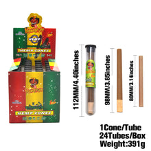 Load image into Gallery viewer, HONEYPUFF 98 mm Vanilla Flavored Pre Rolled Cones, Wood Tips Rolling Cones &amp; Glass Cigarette Holder, 1 PCS /Tube 24Tubes / Box