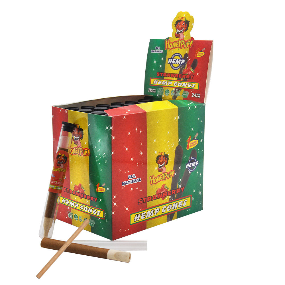 cone cigarette HONEYPUFF Strawberry Flavors Pre Rolled Cones with Wood Tips, King Siz