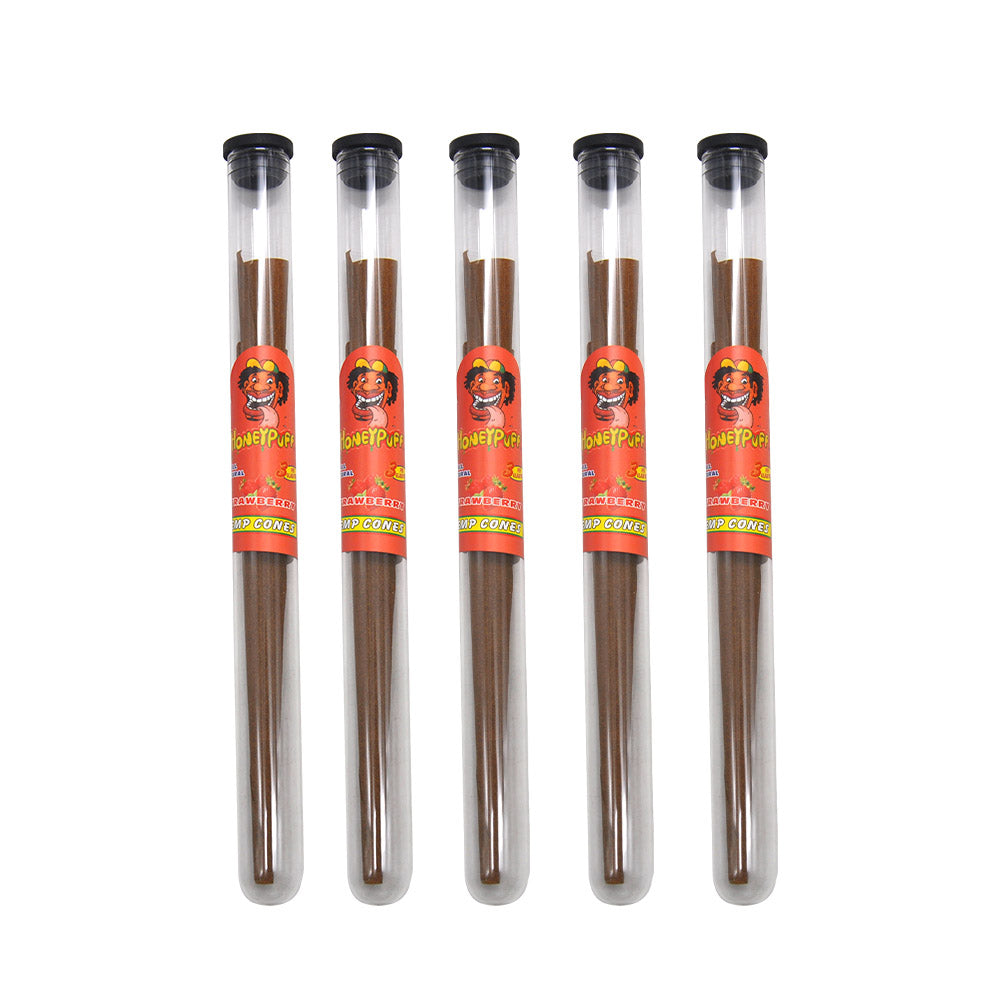 HONEYPUFF Strawberry Flavors Pre Rolled Cones with Tips, King Size Pre Rolled Rolling Paper, Natural Rolling Papers & Glass Cigarette Holder, 3Cone/Tube 24Tubes/Box