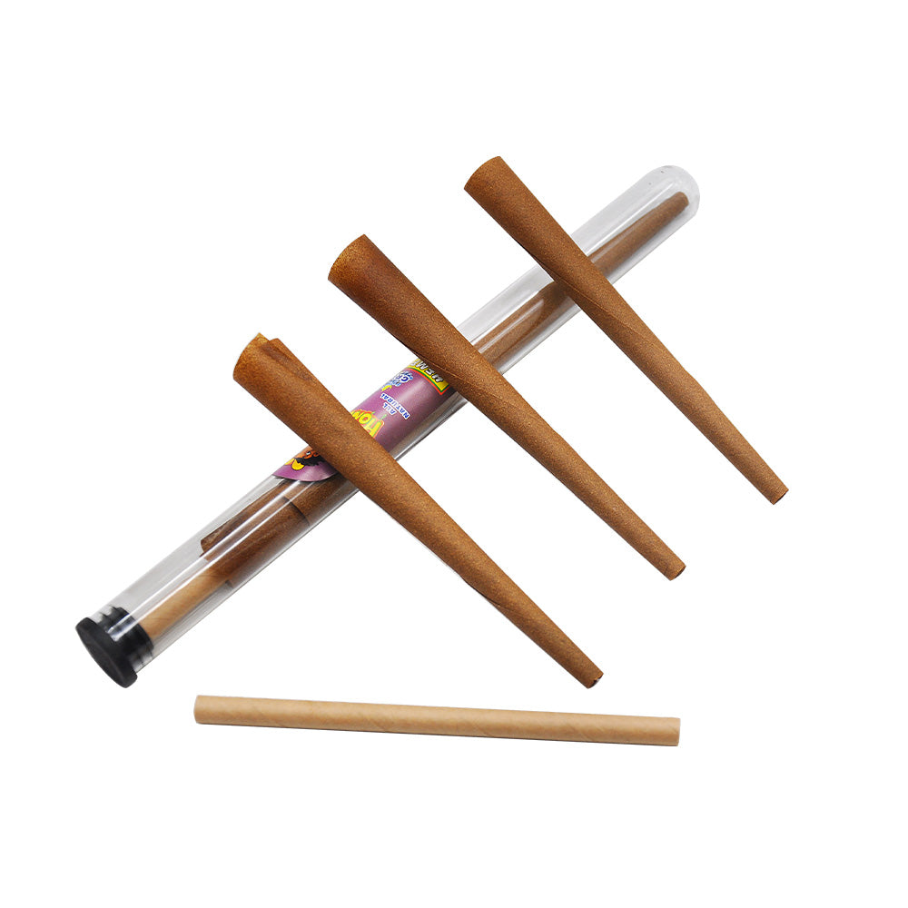 HONEYPUFF Grape Flavors Pre Rolled Cones with Tips, King Size Pre Rolled Rolling Paper, Natural Rolling Papers & Glass Cigarette Holder, 3Cone/Tube 24Tubes/Box