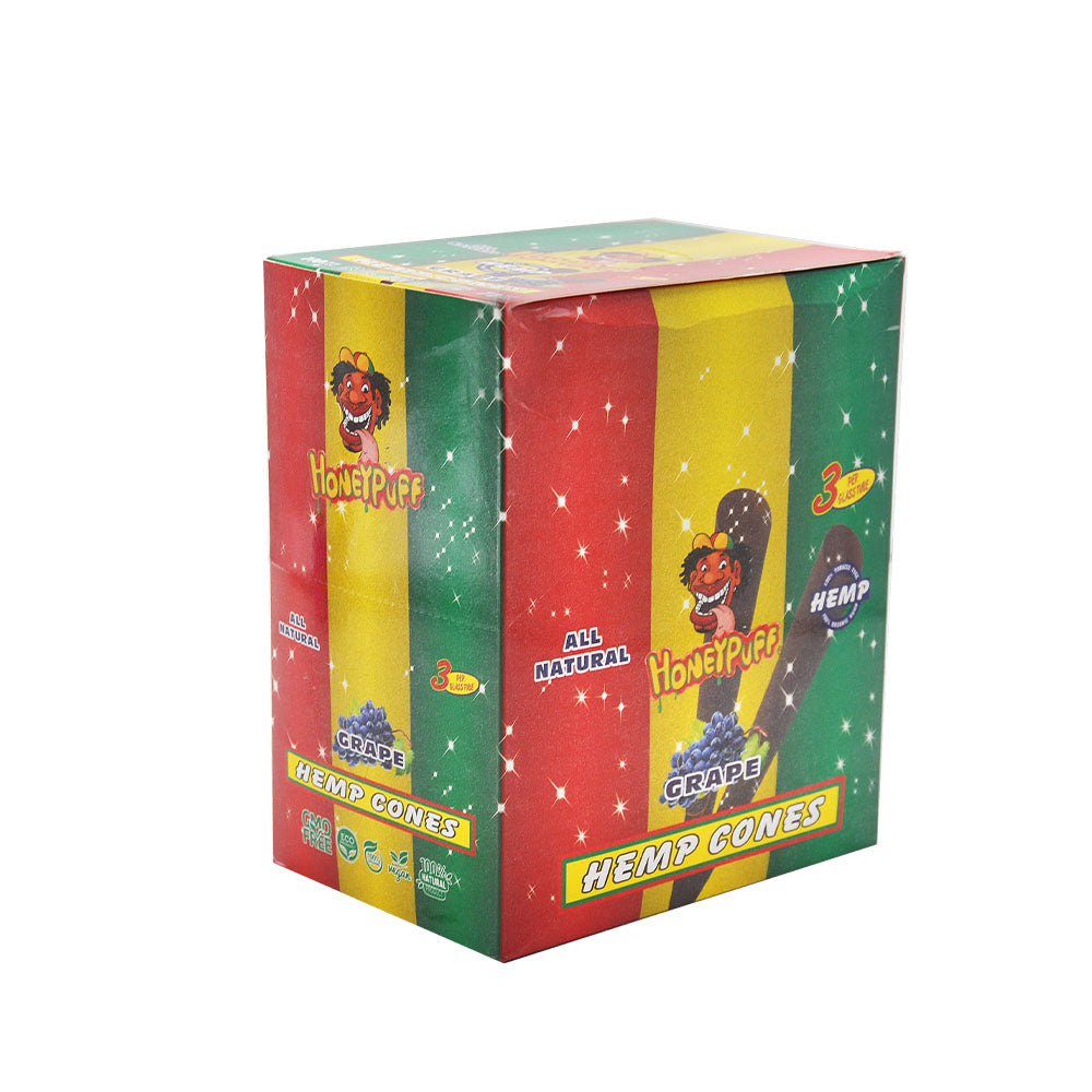 HONEYPUFF Grape Flavors Pre Rolled Cones with Tips, King Size Pre Rolled Rolling Paper, Natural Rolling Papers & Glass Cigarette Holder, 3Cone/Tube 24Tubes/Box