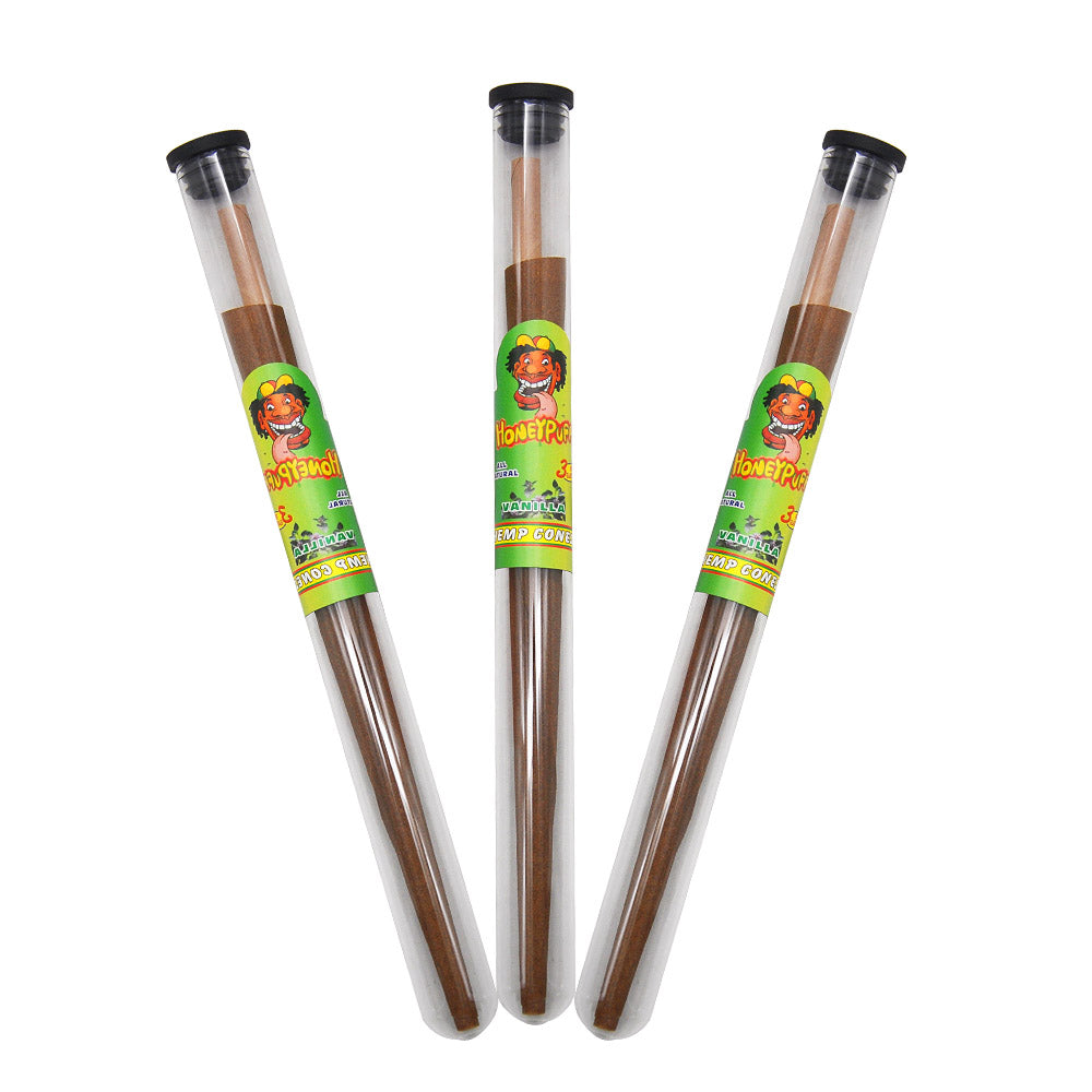 HONEYPUFF Vanilla Flavors Pre Rolled Cones with Tips, King Size Pre Rolled Rolling Paper, Natural Rolling Papers & Glass Cigarette Holder, 3Cone/Tube 24Tubes/Box