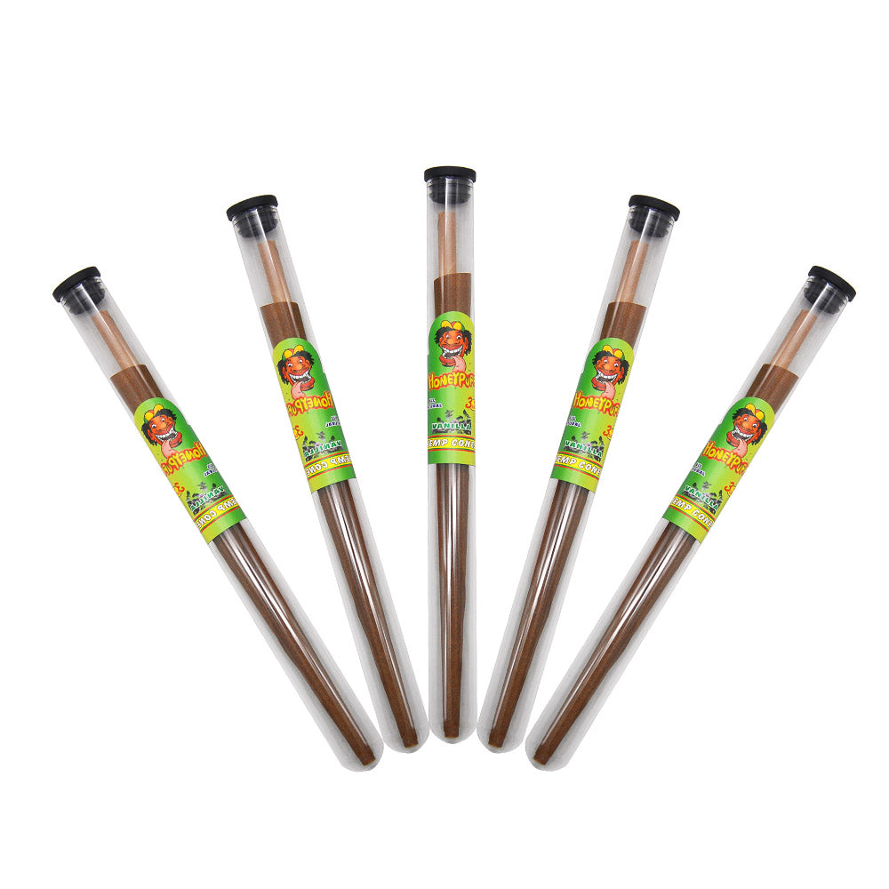 HONEYPUFF Vanilla Flavors Pre Rolled Cones with Tips, King Size Pre Rolled Rolling Paper, Natural Rolling Papers & Glass Cigarette Holder, 3Cone/Tube 24Tubes/Box
