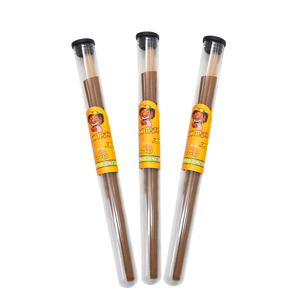 HONEYPUFF Honey Flavors Pre Rolled Cones with Tips, King Size Pre Rolled Rolling Paper, Natural Rolling Papers & Glass Cigarette Holder, 3Cone/Tube 24Tubes/Box