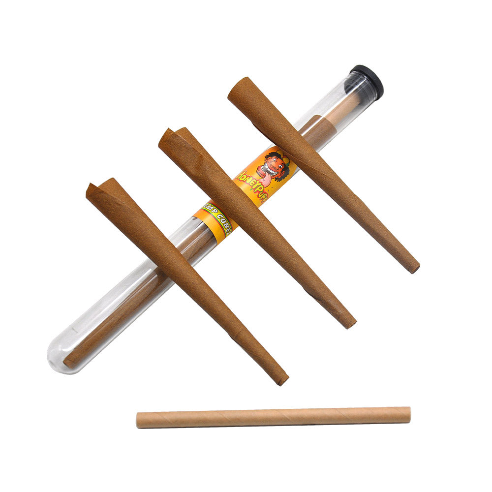 HONEYPUFF Honey Flavors Pre Rolled Cones with Tips, King Size Pre Rolled Rolling Paper, Natural Rolling Papers & Glass Cigarette Holder, 3Cone/Tube 24Tubes/Box