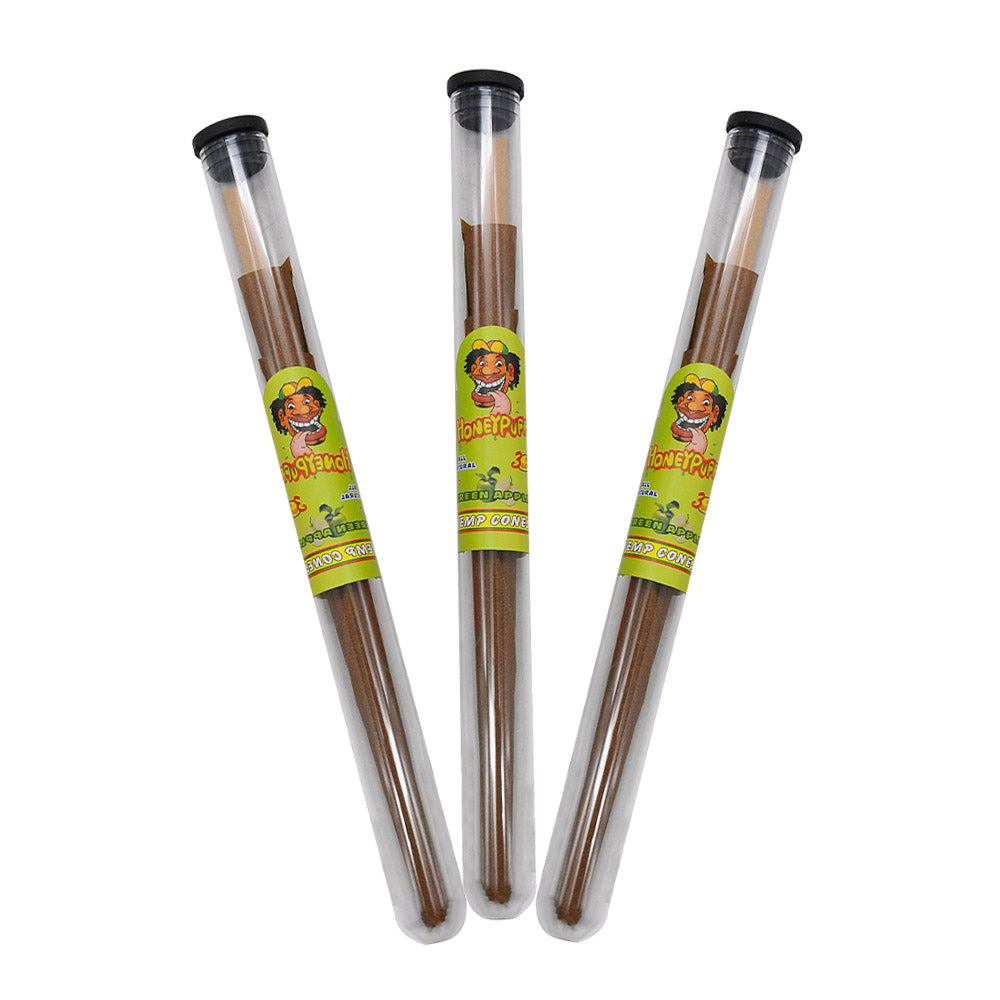 HONEYPUFF Green Apple Flavors Pre Rolled Cones with Tips, King Size Pre Rolled Rolling Paper, Natural Rolling Papers & Glass Cigarette Holder, 3Cone/Tube 24Tubes/Box