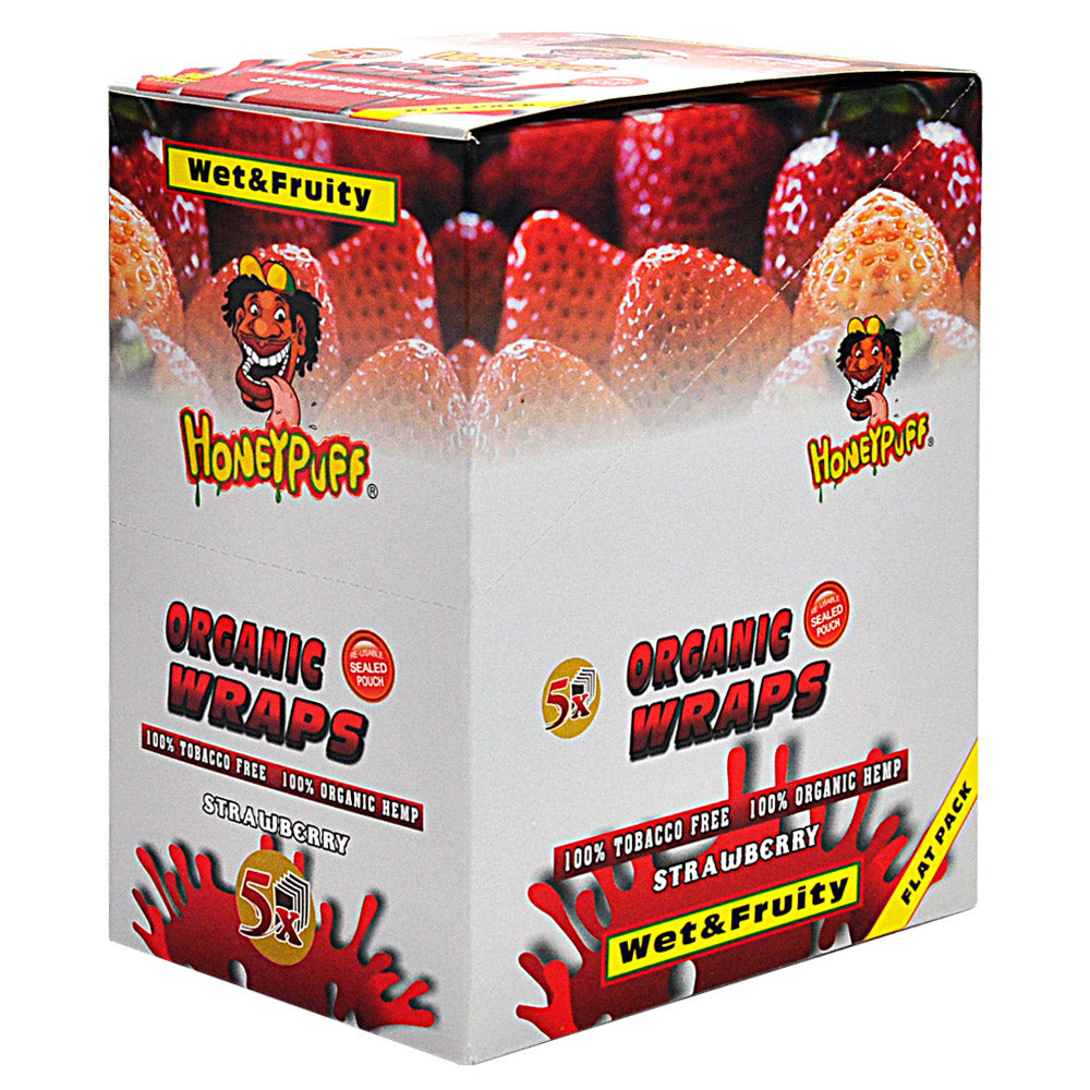 HONEYPUFF Strawberry Flavored Rolling Papers, King Size Cigarette Rolling Paper & Resealable Zip Pack, 5 Pieces / Pack 50 Packs / Box