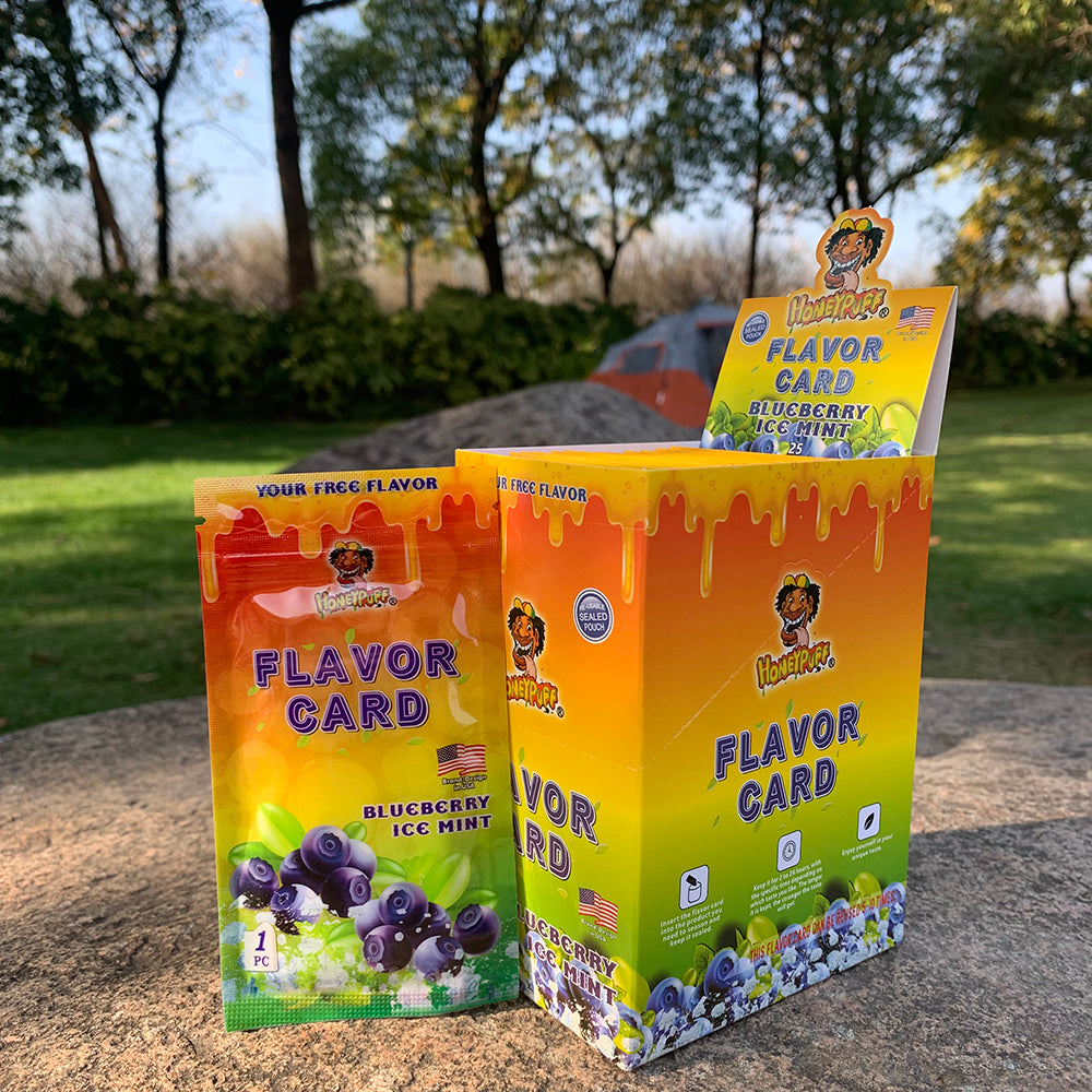 HONEYPUFF Blueberry Ice Mint Flavour Cards, King Size Cigarette Insert Infusion, Natural Flavour Card