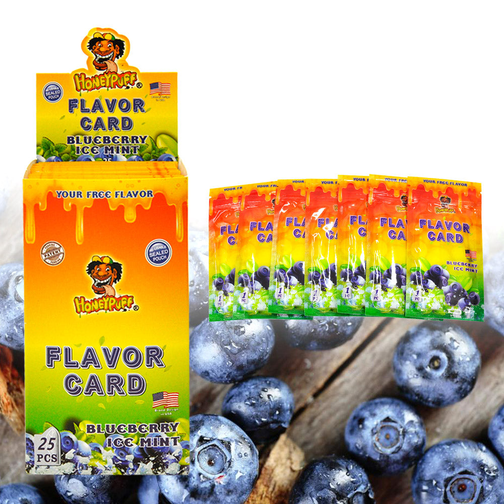 HONEYPUFF Blueberry Ice Mint Flavour Cards, King Size Cigarette Insert Infusion, Natural Flavour Card