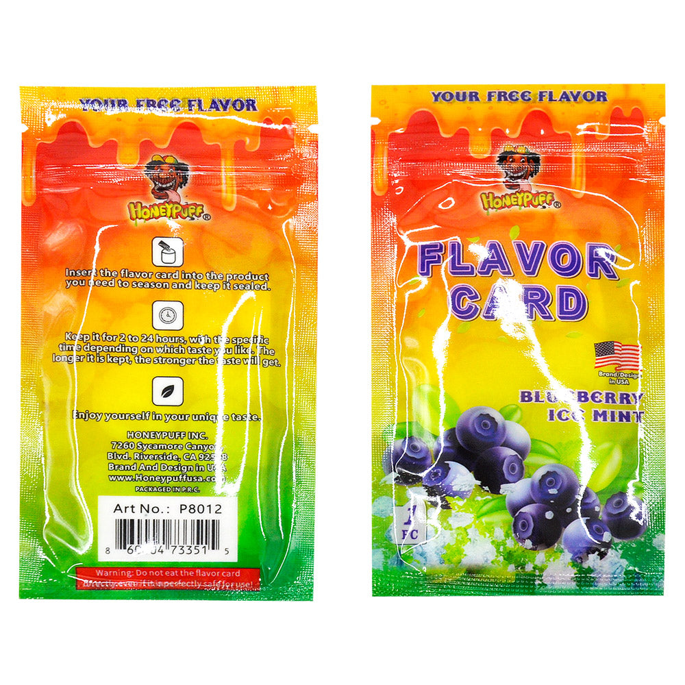 HONEYPUFF Blueberry Ice Mint Flavour Cards, King Size Cigarette Insert Infusion, Natural Flavour Card