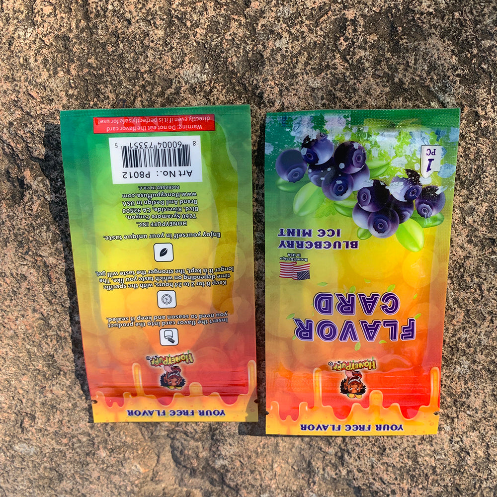 HONEYPUFF Blueberry Ice Mint Flavour Cards, King Size Cigarette Insert Infusion, Natural Flavour Card