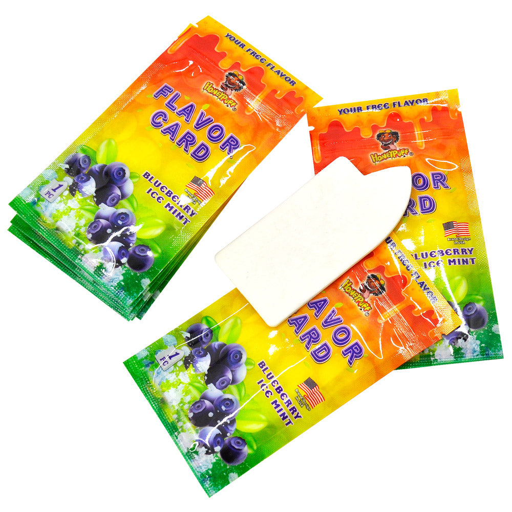 HONEYPUFF Blueberry Ice Mint Flavour Cards, King Size Cigarette Insert Infusion, Natural Flavour Card