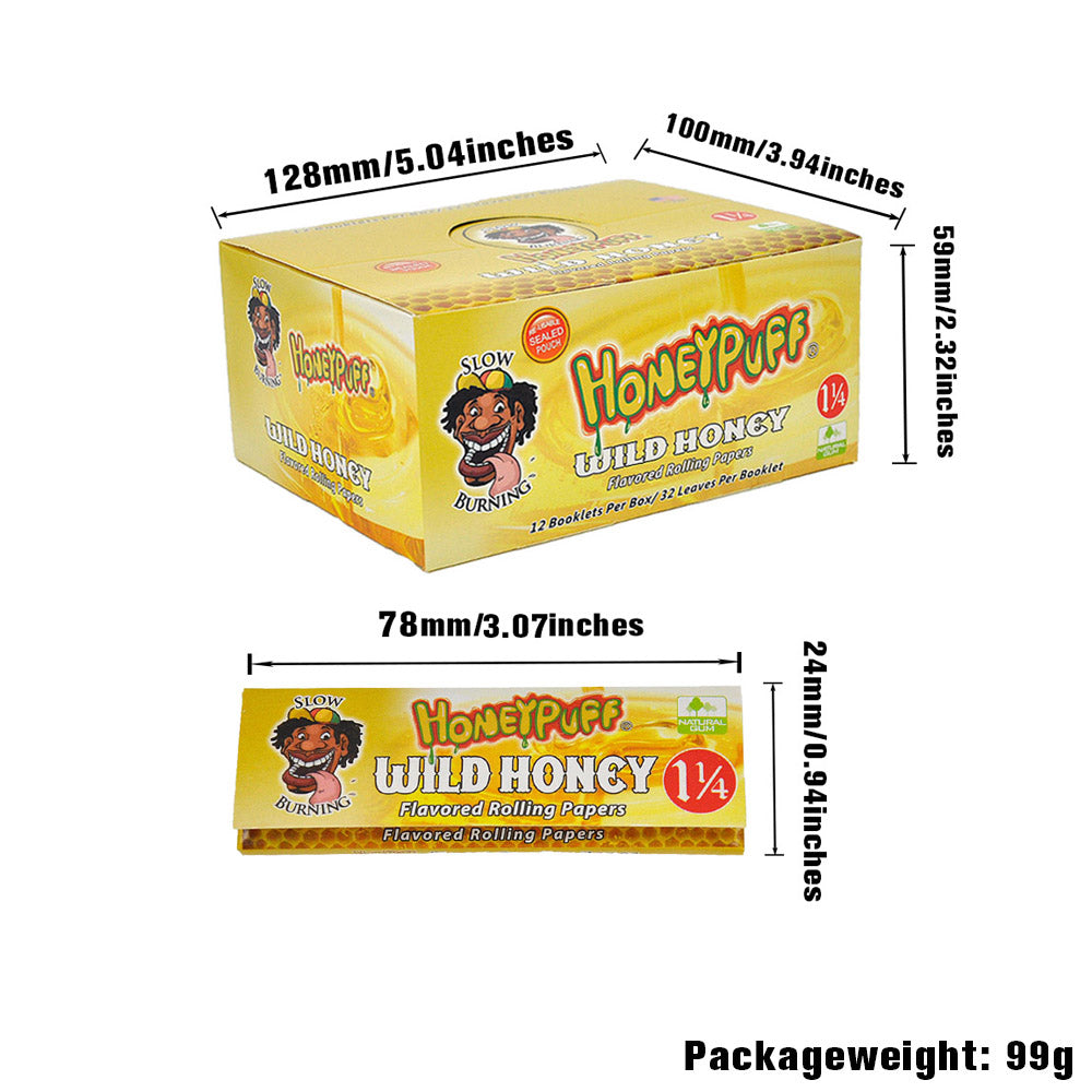 HONEYPUFF 1 1/4 Size Honey Flavored Rolling Papers, Slow Burning Cigarette Rolling Papers (50 PCS)