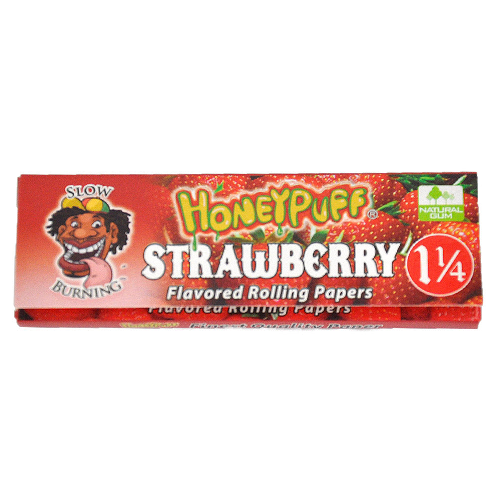 HONEYPUFF 1 1/4 Size Strawberry Flavored Rolling Papers, Slow Burning Cigarette Rolling Papers (50 PCS)
