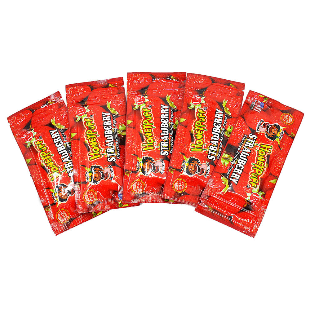 HONEYPUFF 1 1/4 Size Strawberry Flavored Rolling Papers, Slow Burning Cigarette Rolling Papers (50 PCS)