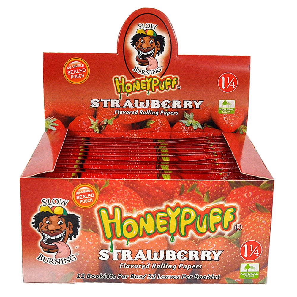 HONEYPUFF 1 1/4 Size Strawberry Flavored Rolling Papers, Slow Burning Cigarette Rolling Papers (50 PCS)