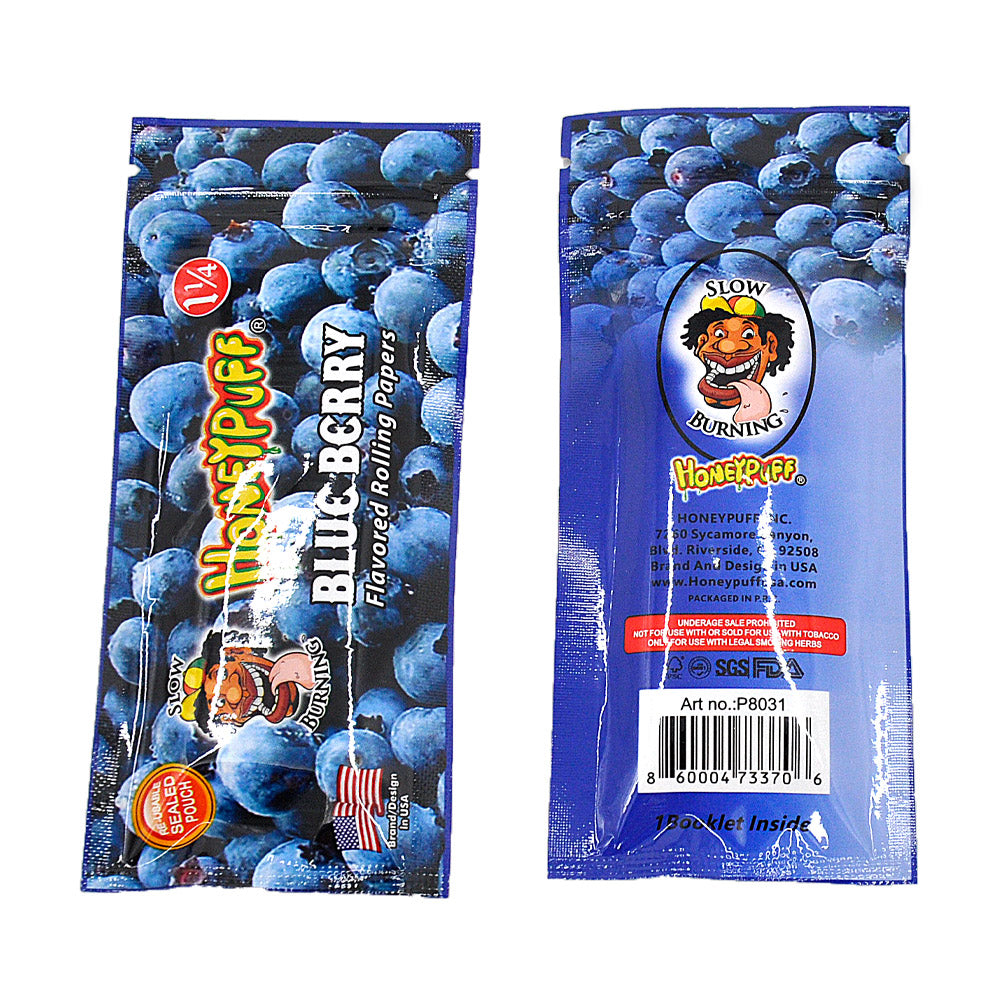 HONEYPUFF 1 1/4 Size Blueberry Flavored Rolling Papers, Slow Burning Cigarette Rolling Papers (50 PCS)