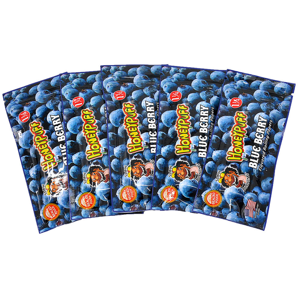 HONEYPUFF 1 1/4 Size Blueberry Flavored Rolling Papers, Slow Burning Cigarette Rolling Papers (50 PCS)