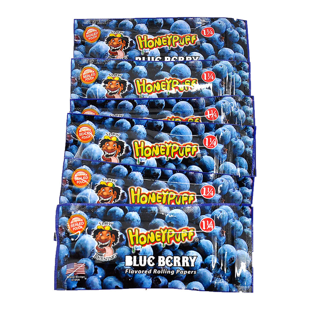 HONEYPUFF 1 1/4 Size Blueberry Flavored Rolling Papers, Slow Burning Cigarette Rolling Papers (50 PCS)