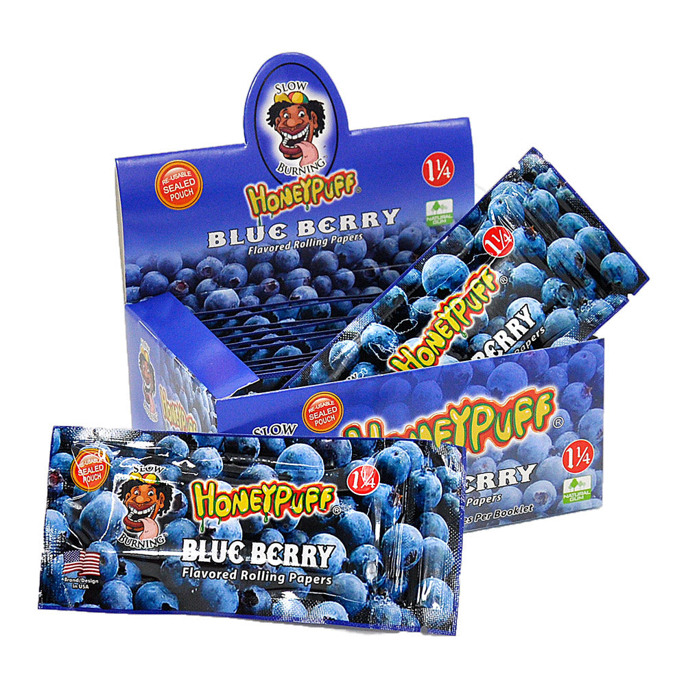 HONEYPUFF 1 1/4 Size Blueberry Flavored Rolling Papers, Slow Burning Cigarette Rolling Papers (50 PCS)