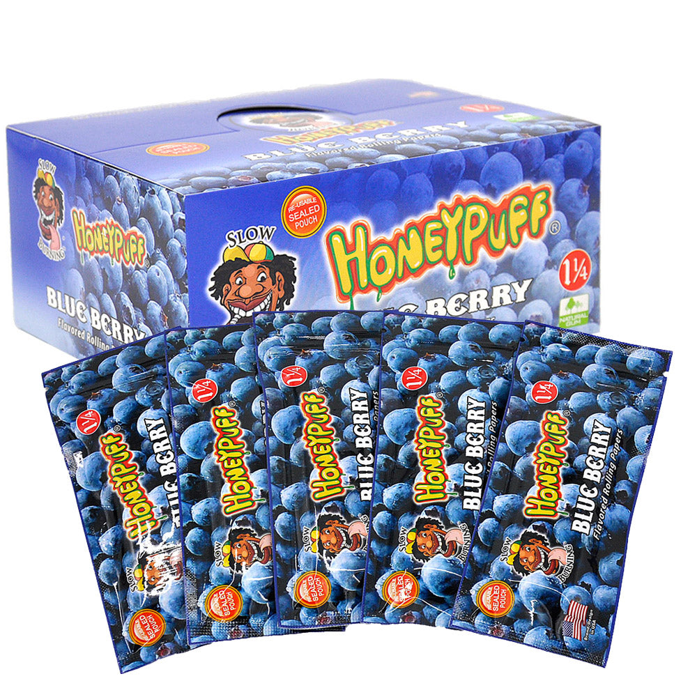 HONEYPUFF 1 1/4 Size Blueberry Flavored Rolling Papers, Slow Burning Cigarette Rolling Papers (50 PCS)