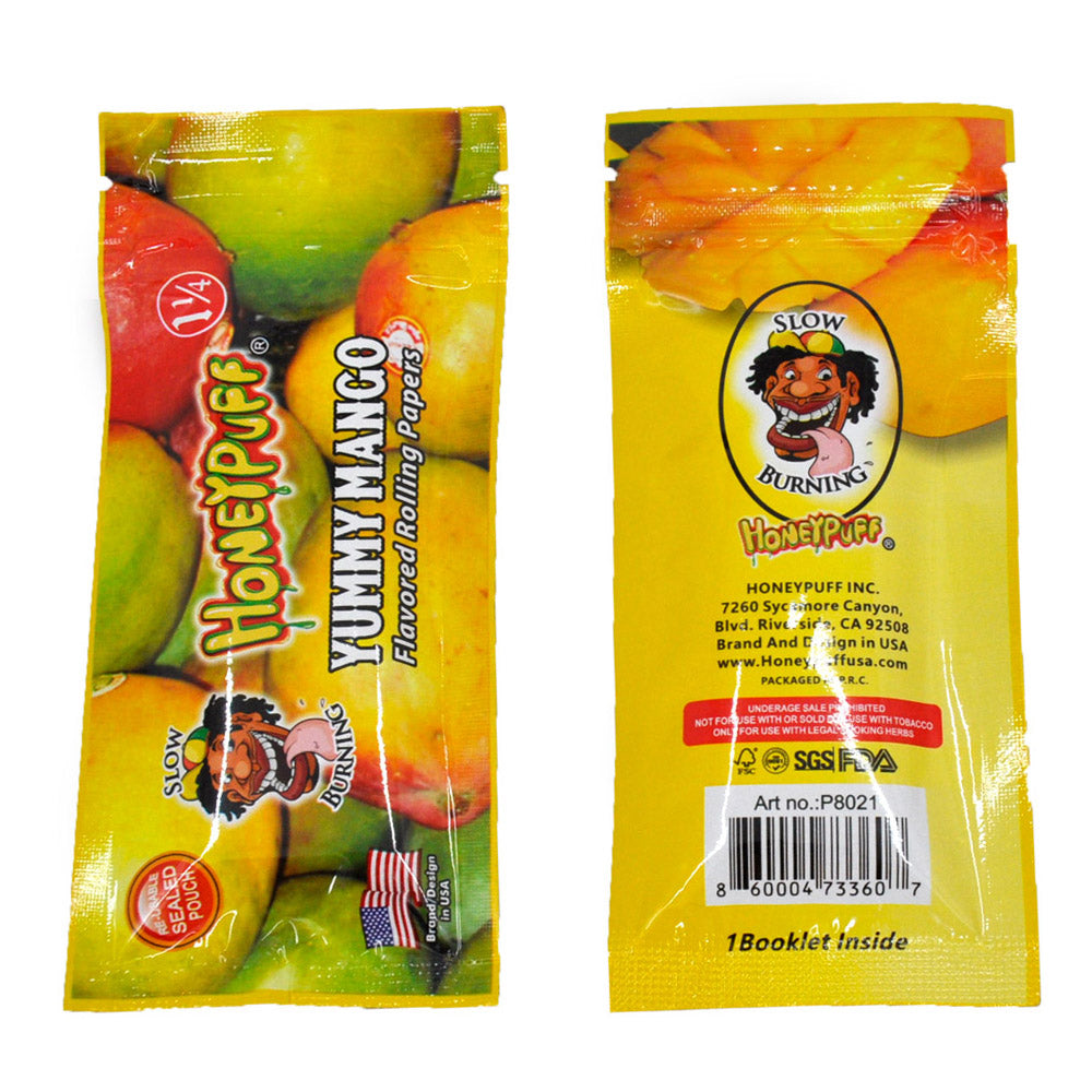 HONEYPUFF 1 1/4 Size Mango Flavored Rolling Papers, Slow Burning Cigarette Rolling Papers (50 PCS)