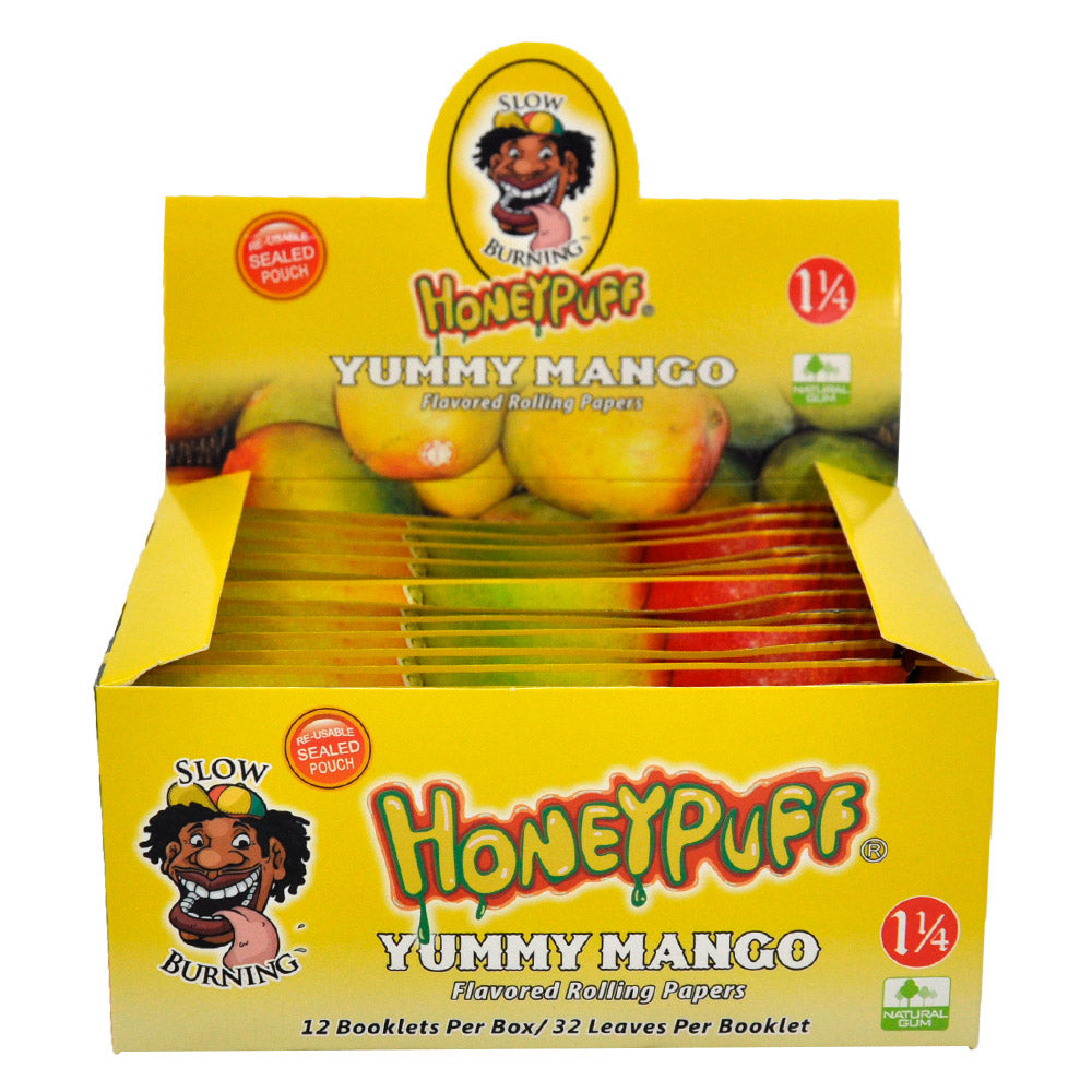 HONEYPUFF 1 1/4 Size Mango Flavored Rolling Papers, Slow Burning Cigarette Rolling Papers (50 PCS)