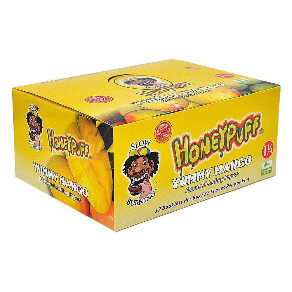 HONEYPUFF 1 1/4 Size Mango Flavored Rolling Papers, Slow Burning Cigarette Rolling Papers (50 PCS)