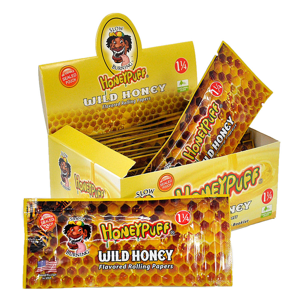 HONEYPUFF 1 1/4 Size Honey Flavored Rolling Papers, Slow Burning Cigarette Rolling Papers (50 PCS)