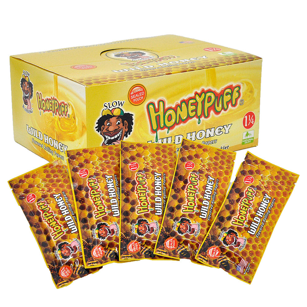 HONEYPUFF 1 1/4 Size Honey Flavored Rolling Papers, Slow Burning Cigarette Rolling Papers (50 PCS)