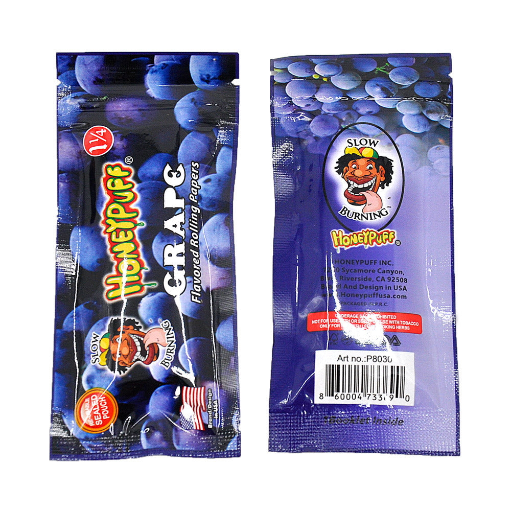 HONEYPUFF 1 1/4 Size Grape Flavored Rolling Papers, Slow Burning Cigarette Rolling Papers (50 PCS)