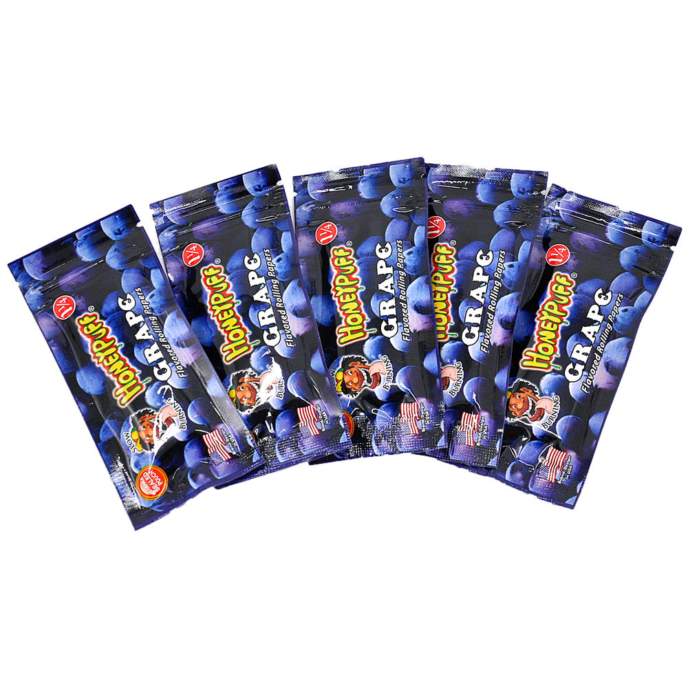 HONEYPUFF 1 1/4 Size Grape Flavored Rolling Papers, Slow Burning Cigarette Rolling Papers (50 PCS)