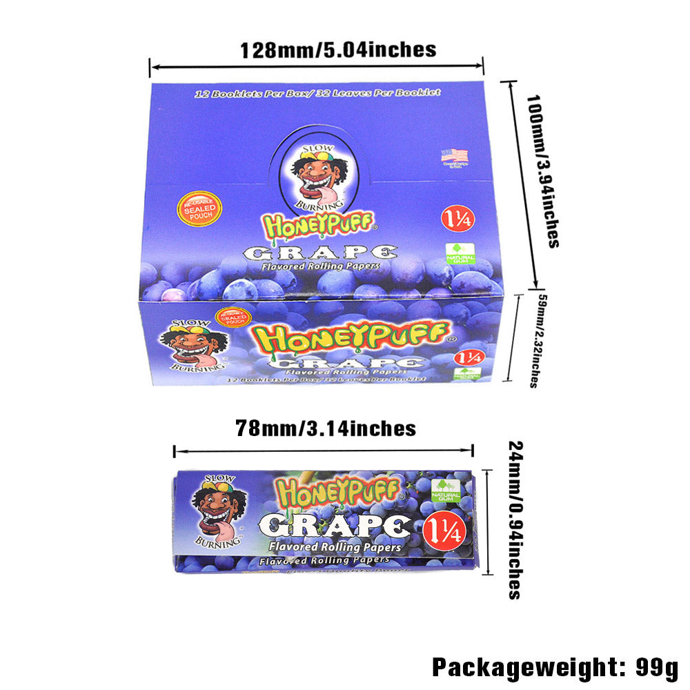 HONEYPUFF 1 1/4 Size Grape Flavored Rolling Papers, Slow Burning Cigarette Rolling Papers (50 PCS)