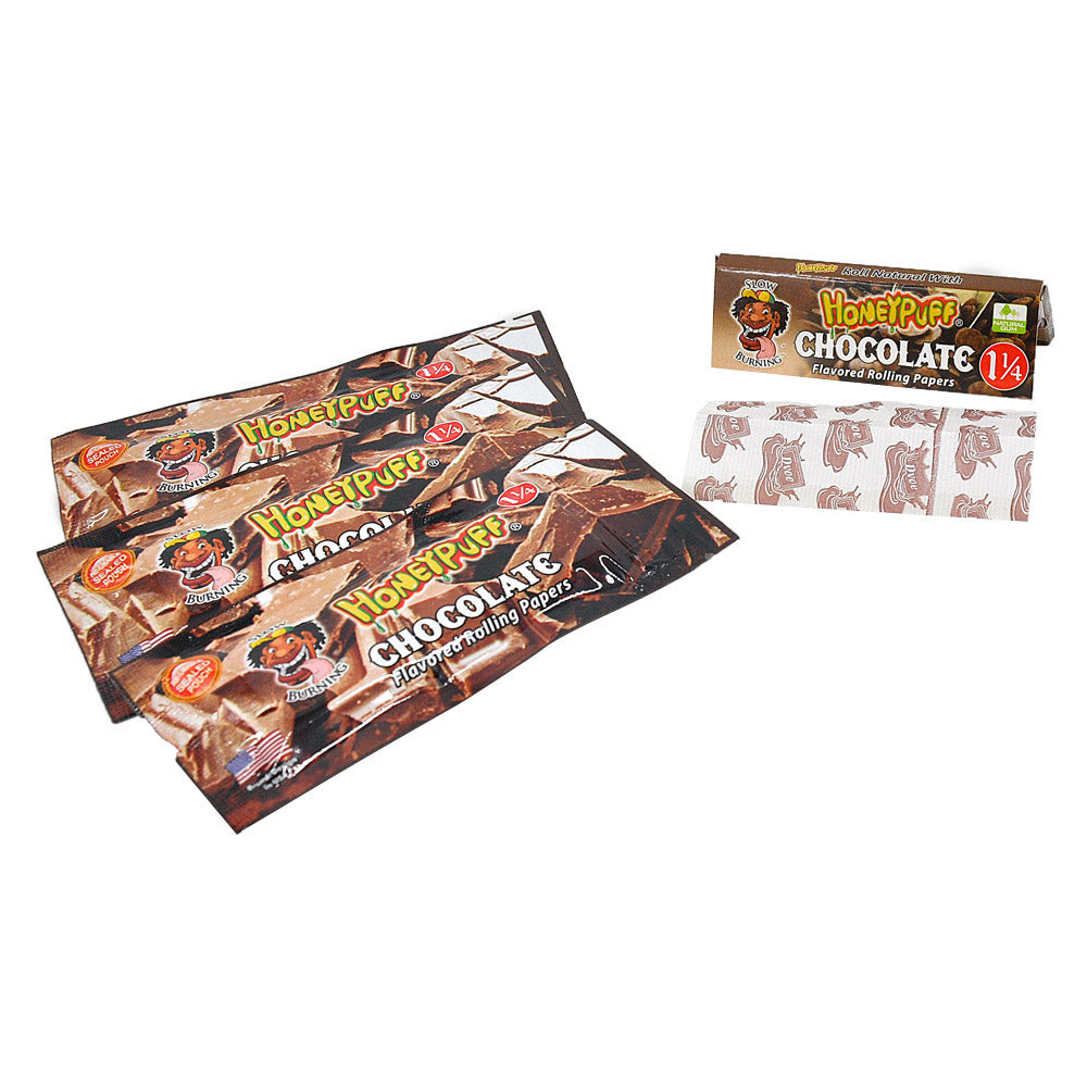 HONEYPUFF 1 1/4 Size Chocolate Flavored Rolling Papers, Slow Burning Cigarette Rolling Papers (50 PCS)