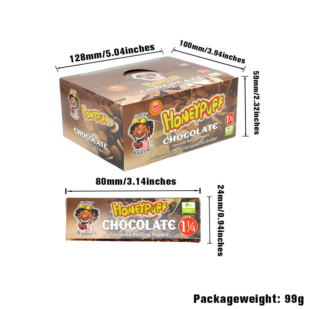 HONEYPUFF 1 1/4 Size Chocolate Flavored Rolling Papers, Slow Burning Cigarette Rolling Papers (50 PCS)