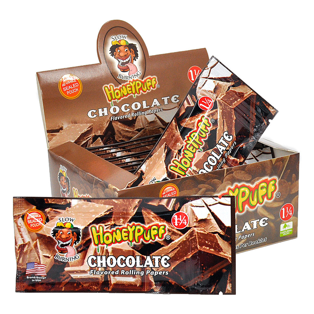 HONEYPUFF 1 1/4 Size Chocolate Flavored Rolling Papers, Slow Burning Cigarette Rolling Papers (50 PCS)