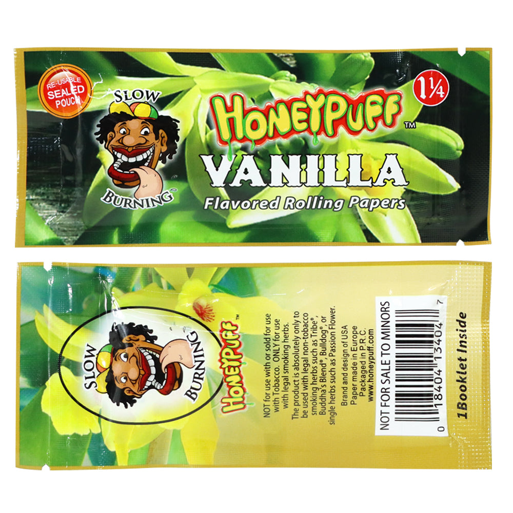 HONEYPUFF 1 1/4 Size Vanilla Flavored Rolling Papers, Slow Burning Cigarette Rolling Papers (50 PCS)