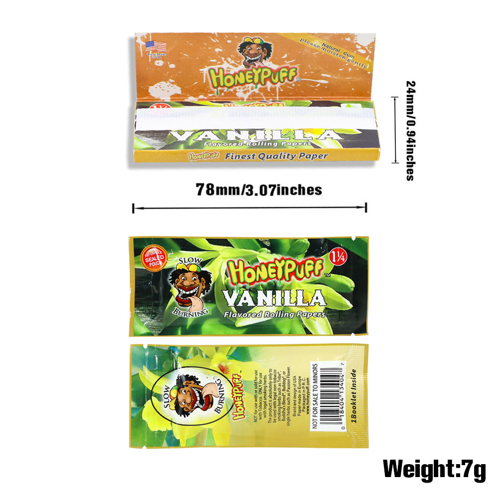 HONEYPUFF 1 1/4 Size Vanilla Flavored Rolling Papers, Slow Burning Cigarette Rolling Papers (50 PCS)