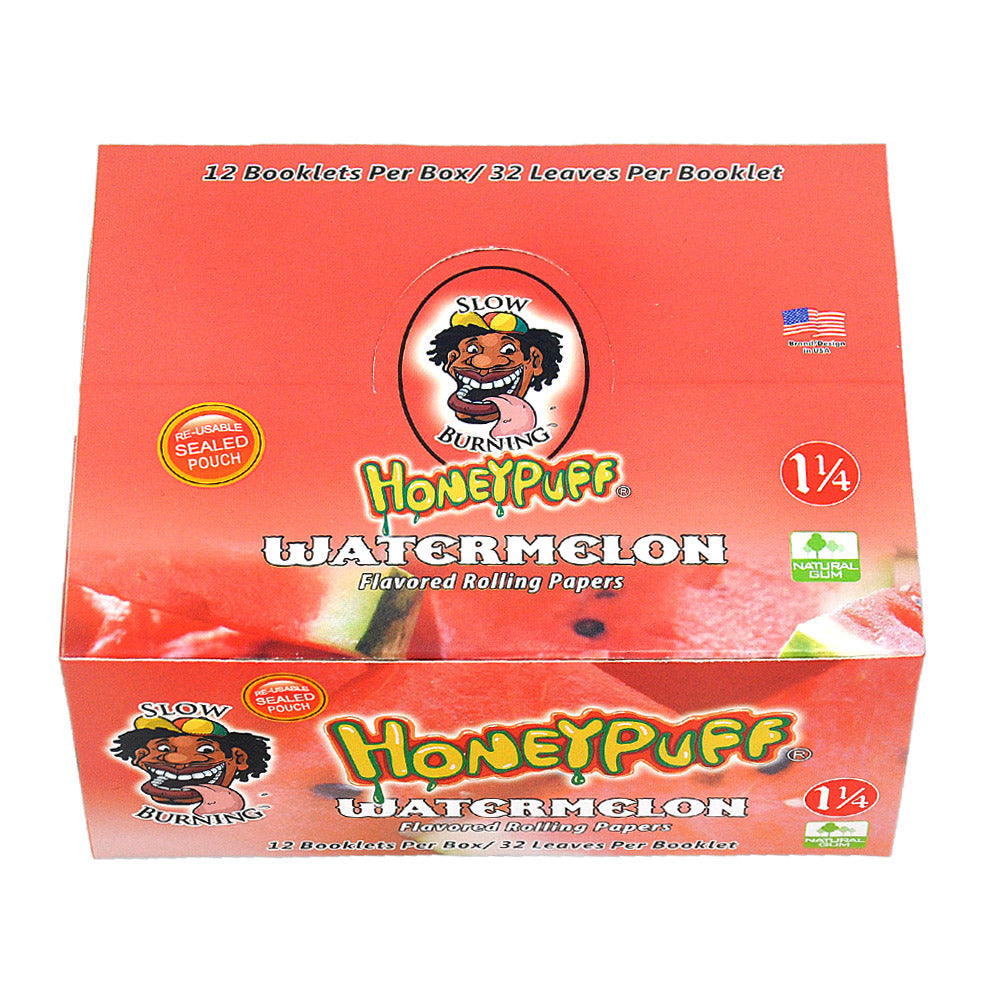 HONEYPUFF 1 1/4 Size Watermelon Flavored Rolling Papers, Slow Burning Cigarette Rolling Papers (50 PCS)