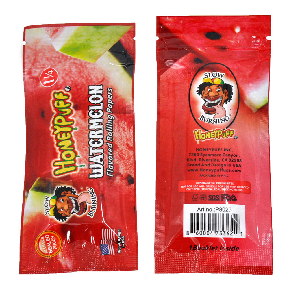 HONEYPUFF 1 1/4 Size Watermelon Flavored Rolling Papers, Slow Burning Cigarette Rolling Papers (50 PCS)