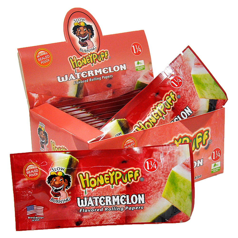 HONEYPUFF 1 1/4 Size Watermelon Flavored Rolling Papers, Slow Burning Cigarette Rolling Papers (50 PCS)