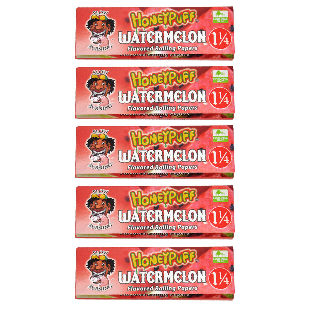 HONEYPUFF 1 1/4 Size Watermelon Flavored Rolling Papers, Slow Burning Cigarette Rolling Papers (50 PCS)