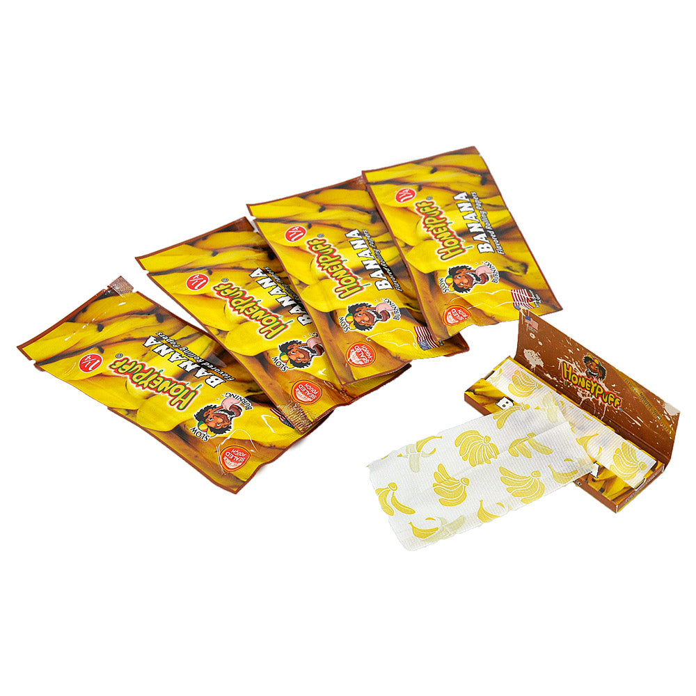 HONEYPUFF 1 1/4 Size Banana Flavored Rolling Papers, Slow Burning Cigarette Rolling Papers (50 PCS)