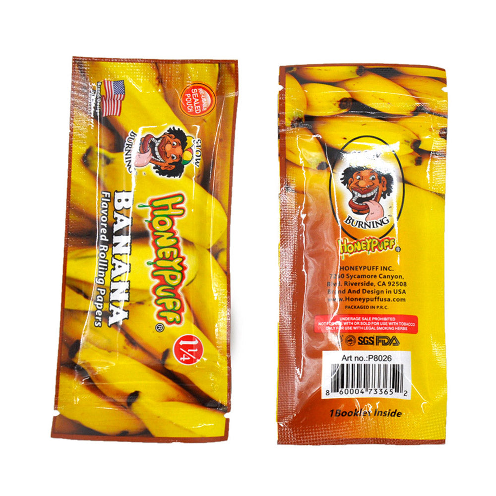 HONEYPUFF 1 1/4 Size Banana Flavored Rolling Papers, Slow Burning Cigarette Rolling Papers (50 PCS)