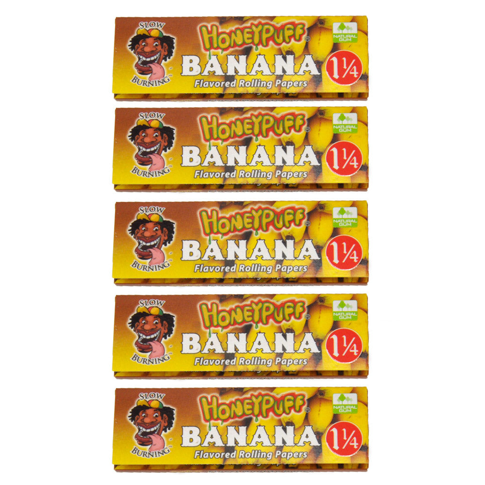 HONEYPUFF 1 1/4 Size Banana Flavored Rolling Papers, Slow Burning Cigarette Rolling Papers (50 PCS)