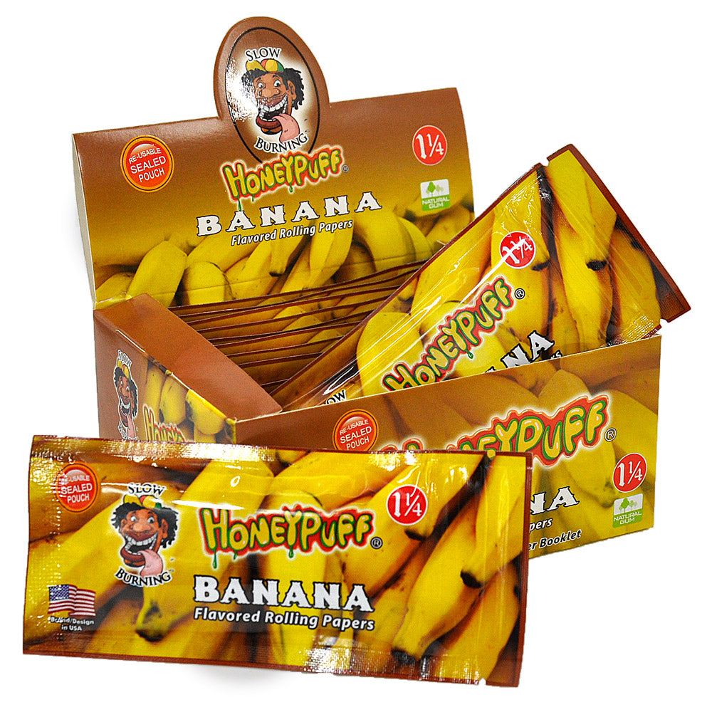 HONEYPUFF 1 1/4 Size Banana Flavored Rolling Papers, Slow Burning Cigarette Rolling Papers (50 PCS)
