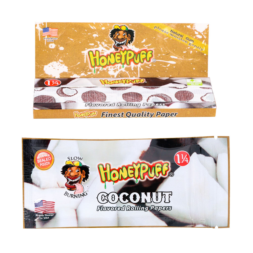 HONEYPUFF 1 1/4 Size Coconut Flavored Rolling Papers, Slow Burning Cigarette Rolling Papers (50 PCS)