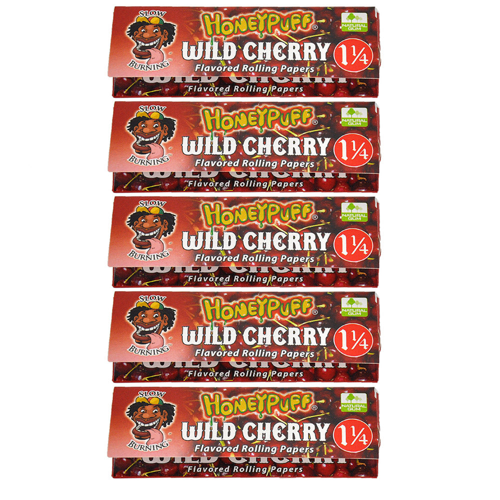 HONEYPUFF 1 1/4 Size Cherry Flavor Rolling Papers, Natural Cigarette Rolling Papers, 12 Pack / Case