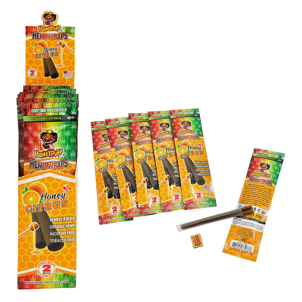 HONEYPUFF Orange Flavored Pre Rolled Cones, King Size Pre Rolled Rolling Paper with Tips, Slow Burning Rolling Cones, 2 PCS / Pack 12 Packs / Box
