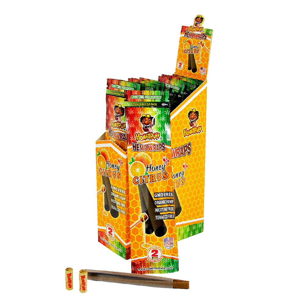 HONEYPUFF Orange Flavored Pre Rolled Cones, King Size Pre Rolled Rolling Paper with Tips, Slow Burning Rolling Cones, 2 PCS / Pack 12 Packs / Box
